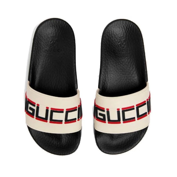 Authentic Gucci stripe rubber slide sandal - Picture 1 of 5